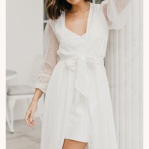 LÉ ROSE Hand Beaded Pearl Sleeve Maxi Robe - Includes Slip